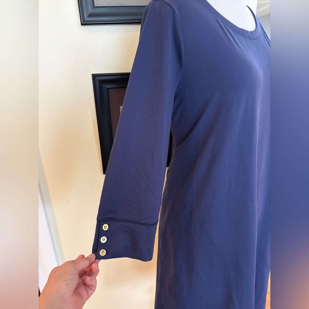 Lilly Pulitzer Dress Navy Solia Downtime Dress SZ L Tee Dress TShirt Dress - Picture 6 of 9